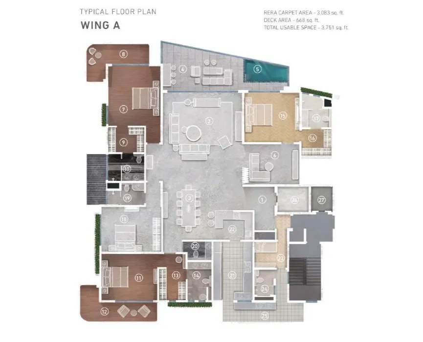 Luxury 4 BHK (Type A) Floor Plan